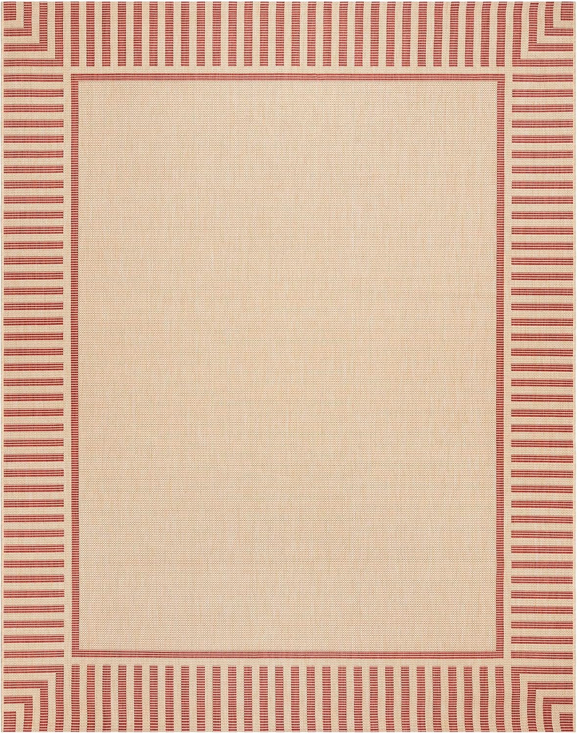 Indoor Outdoor Classic Flatweave Area Rug, Klano Striped Sand/Red, 25426