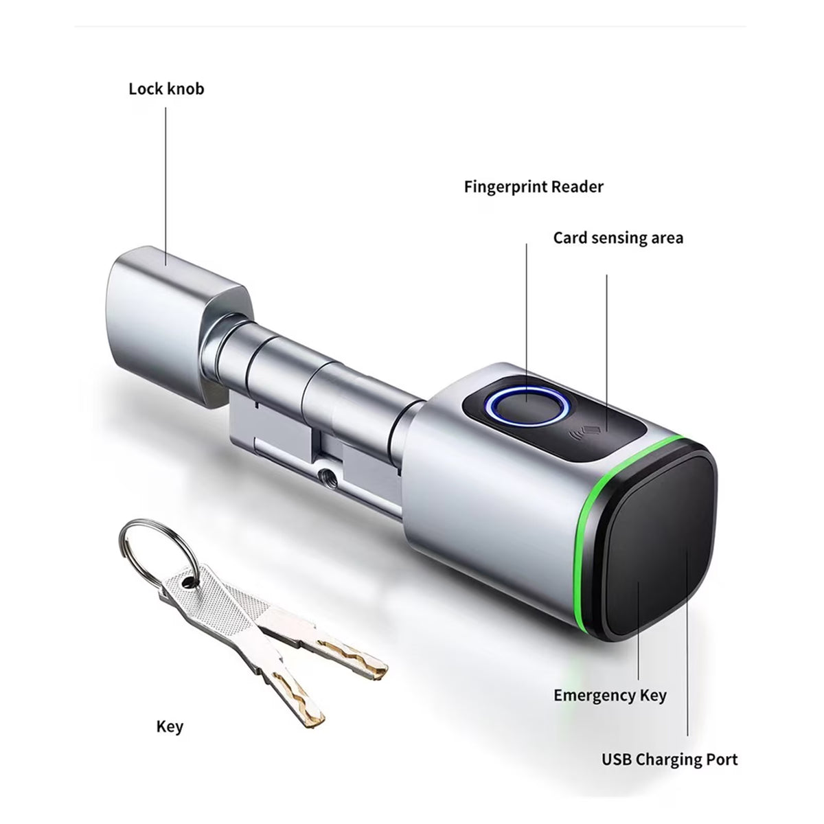 Door Lock, Tuya Smart Lock Cylinder Fingerprint Card Key App