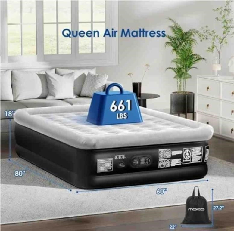 MoKo Air Mattress Queen with Built in Pump, 18''