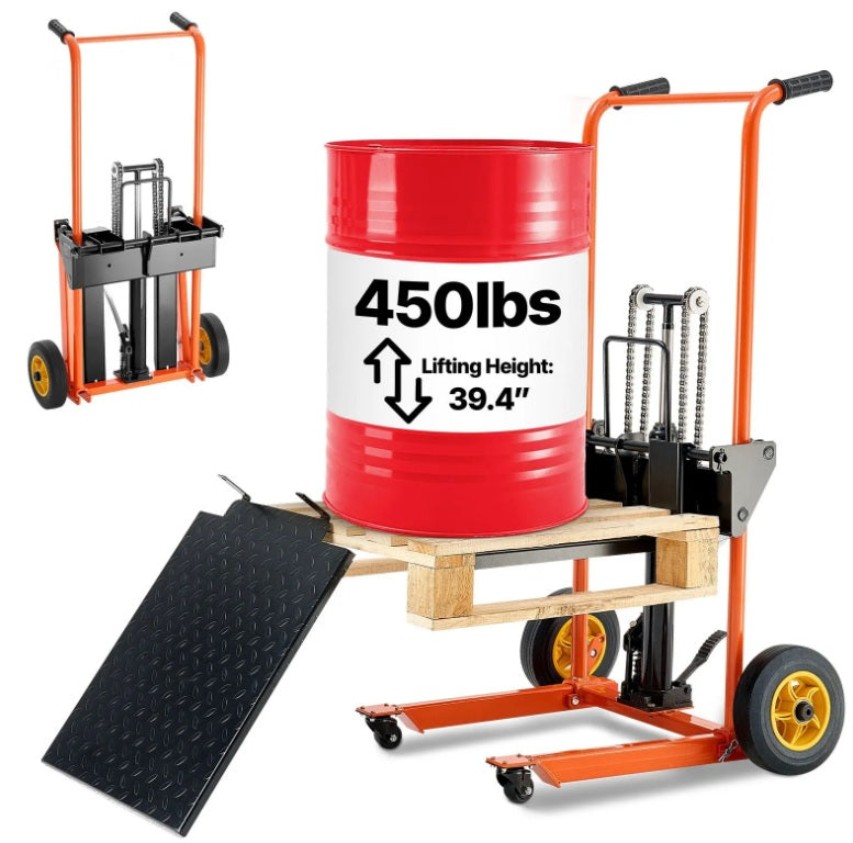 VEVOR Hydraulic Material Lift Winch Stacker, 450 lbs Load Capacity,