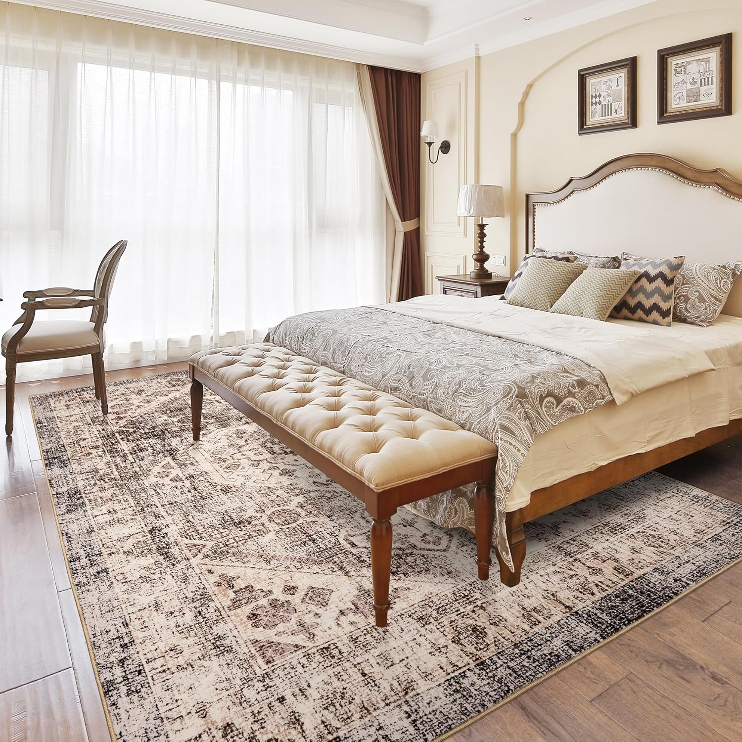 Sofrug Washable Area Rug, ,3'×5', Brown