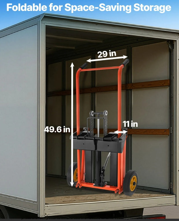 VEVOR Hydraulic Material Lift Winch Stacker, 450 lbs Load Capacity,