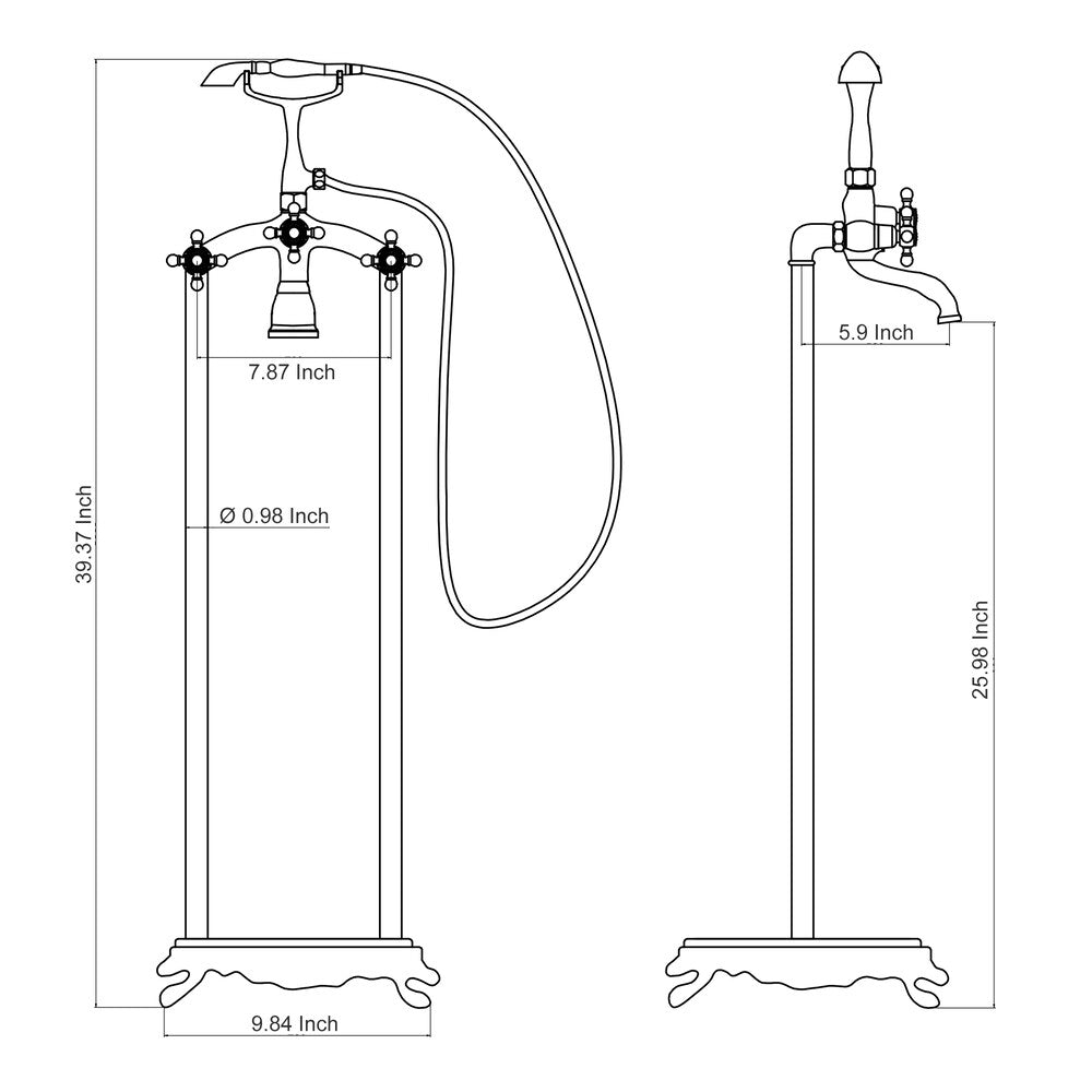 3-Handle Free-Standing Luxury Tub Faucet with