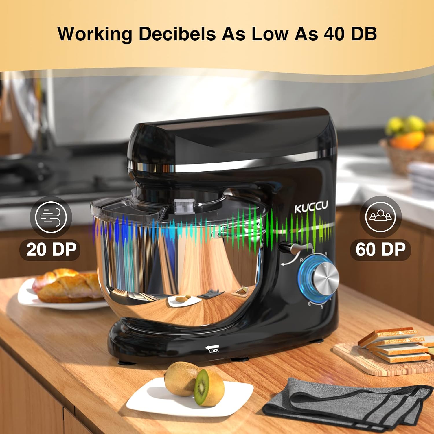 KUCCU Stand Mixer, 6.5 Qt 660W, 6-Speed