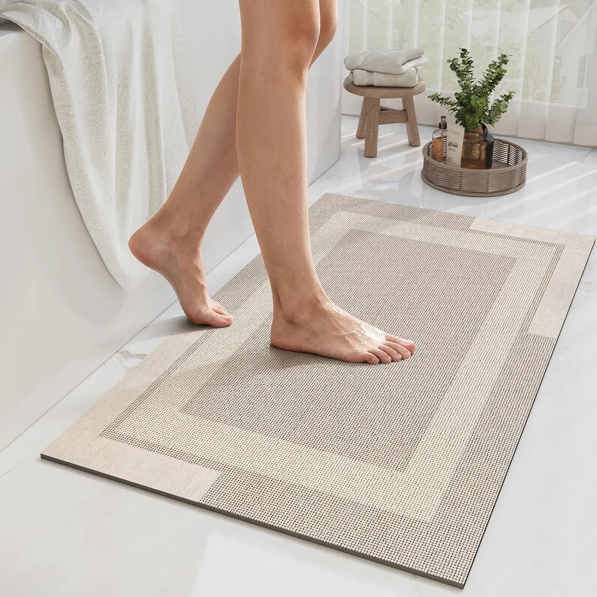 YDKGL Non Slip Bath Mat, Easy Care Beige 24"x 35