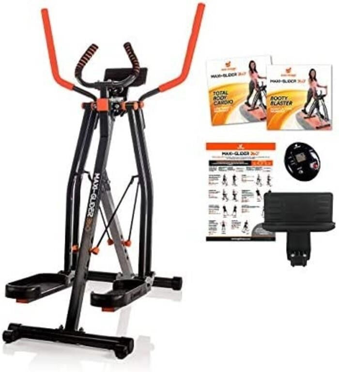 Maxi-Glider 360, 10 in 1 Cross Trainer Cardio Workout 4 Levels of Resistance with Heart Rate Monitor