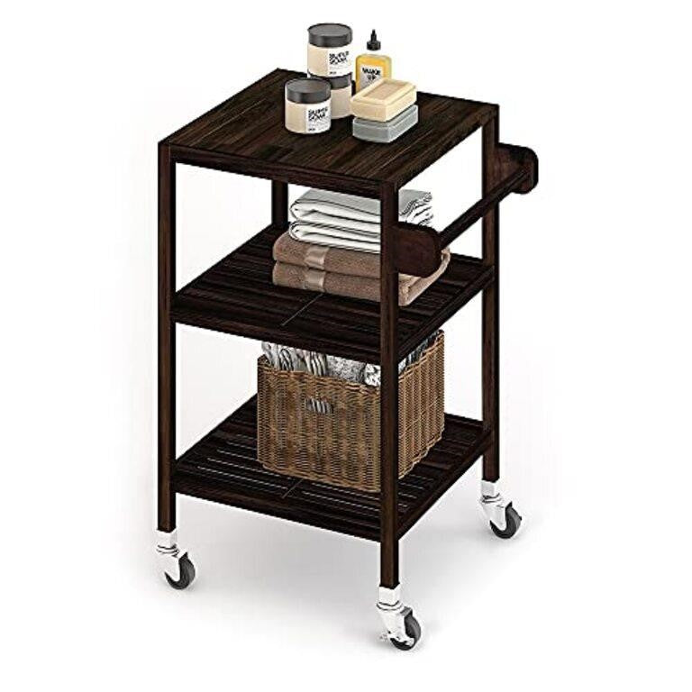 Interbuild 3 Tier Acacia Hardwood Kitchen Cart Espresso