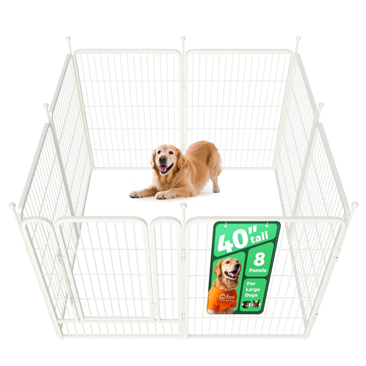 Rollick Dog Playpen, Indoor, Yard & RV Camping, 40" H, 8 Panels