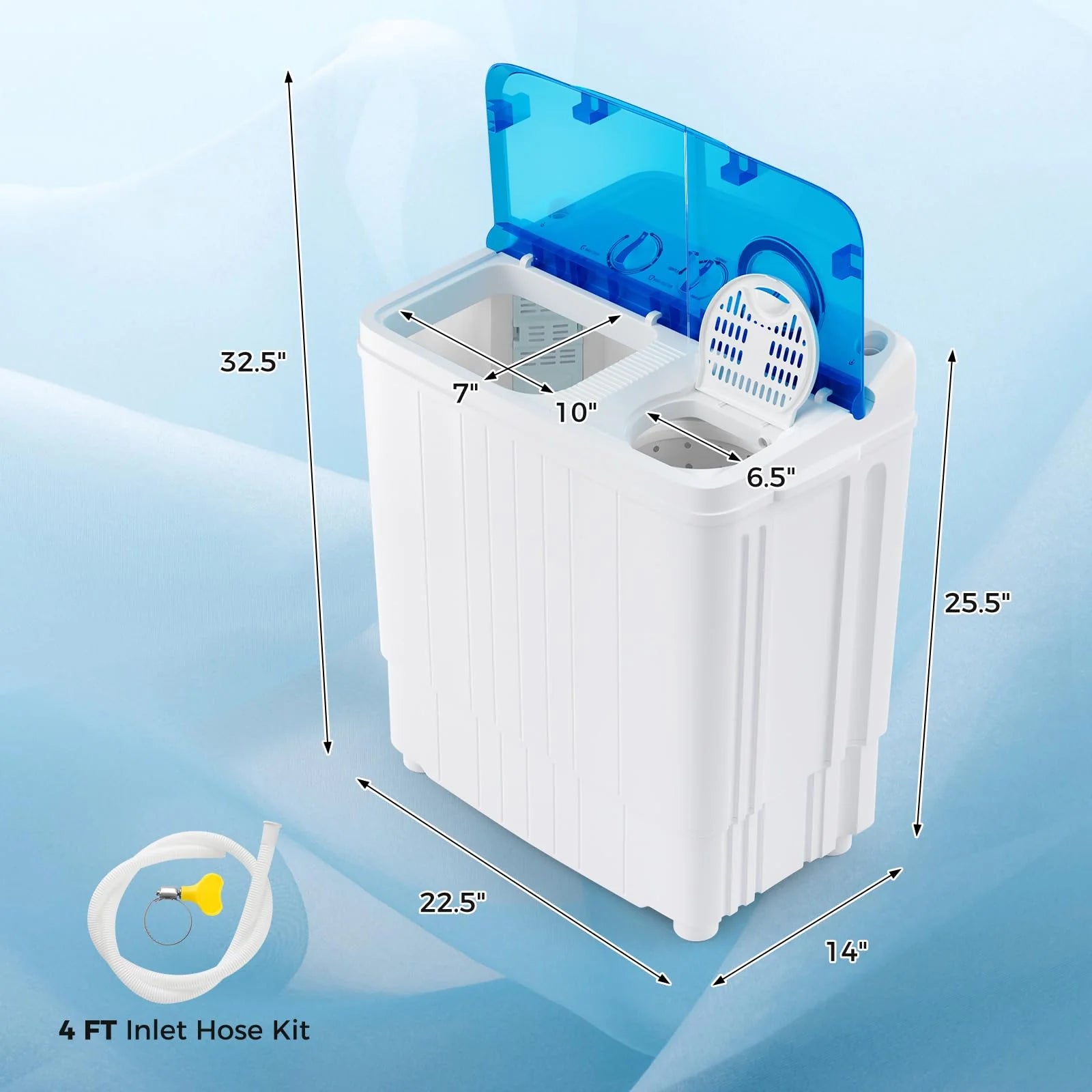 17.6 lbs Portable Washing Machine FP11024US-DK, Grey