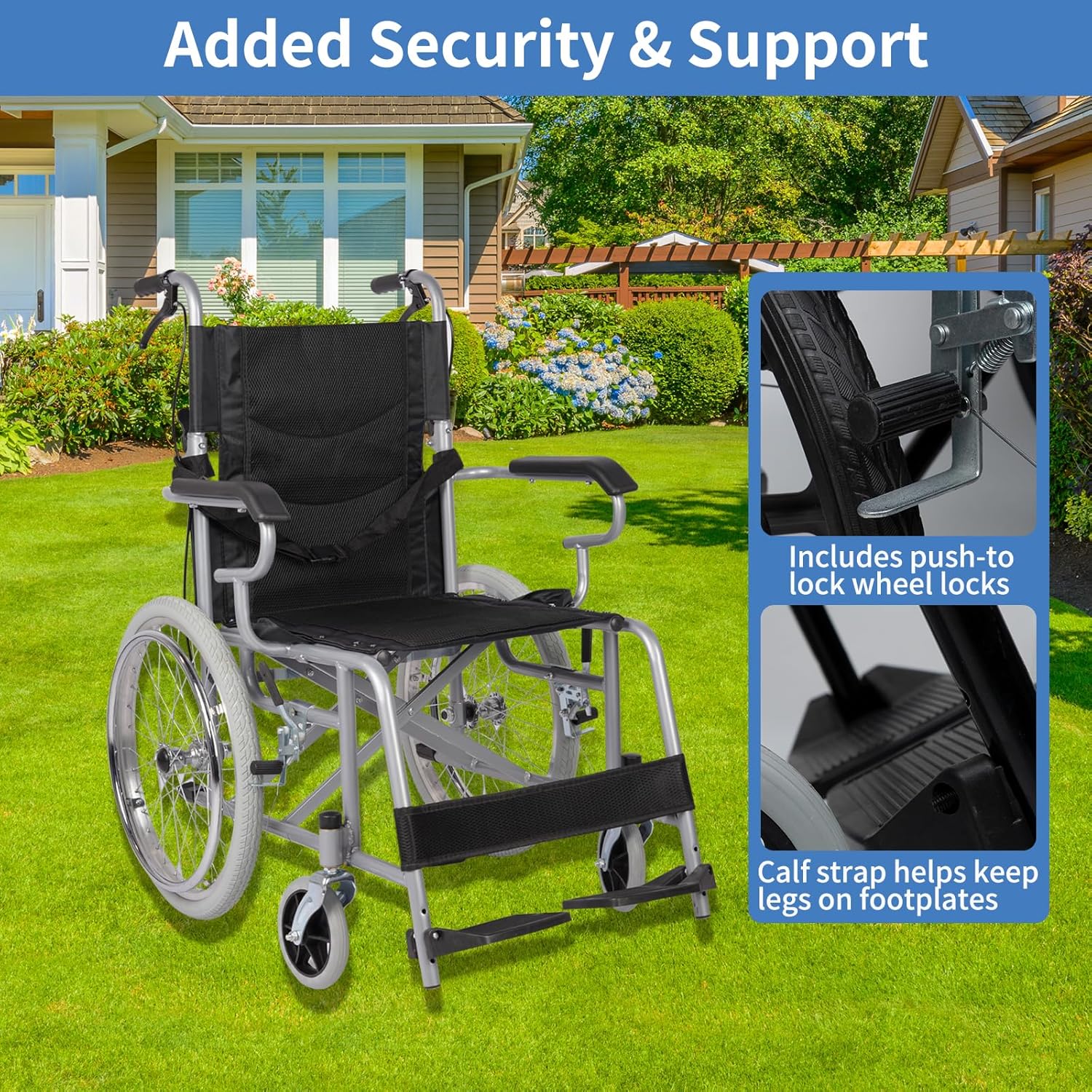 Portable & Foldable Self-Propelled Wheelchair, 18''