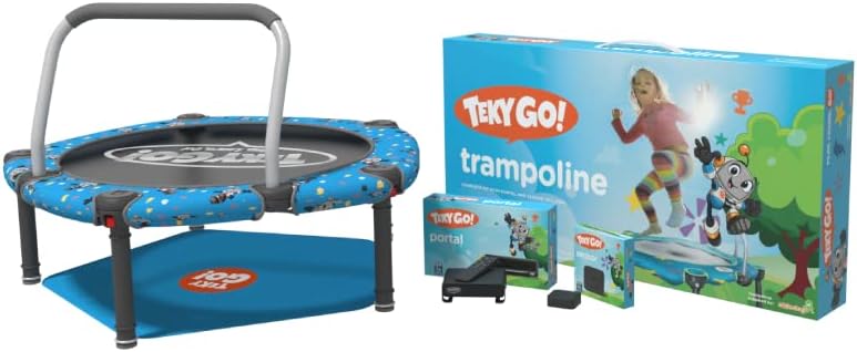 TekyGo! Plus Junior Bouncer Bundle, Plug & Play Interactive Educational Games for Toddlers, Indoor Trampoline and Sensor with 10 Pre-Installed Games