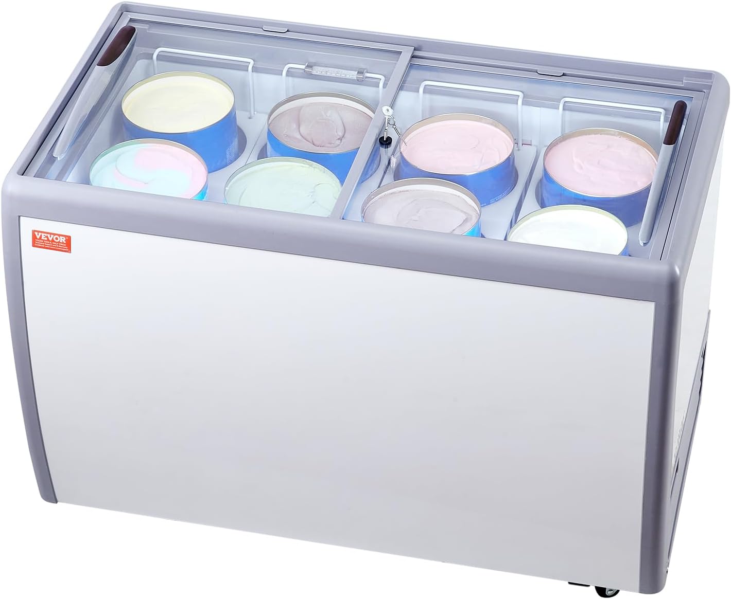 VEVOR Commercial Ice Cream Display Case, 13.1 Cu.ft Chest Freezer,
