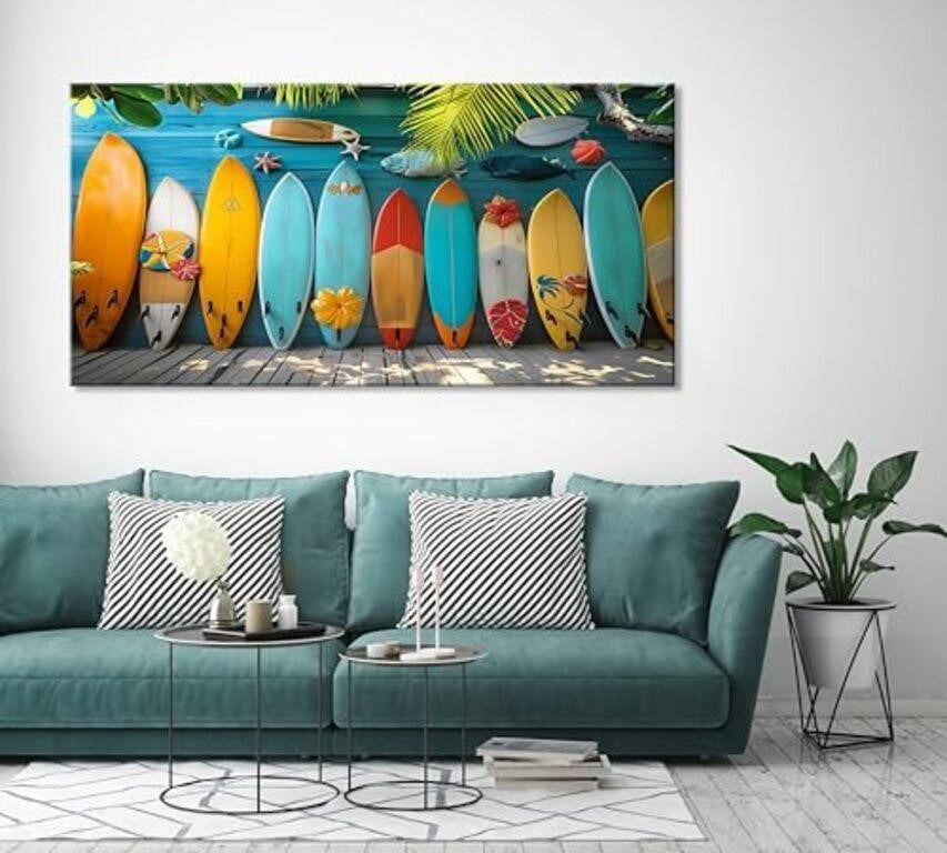 LASMOND Blooming Colorful Surfboards Wall Art