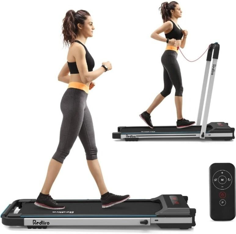 Treadmill 2 in 1 Walking Machine Portable Space - Motorized Folding Treadmill Electric - Silver
