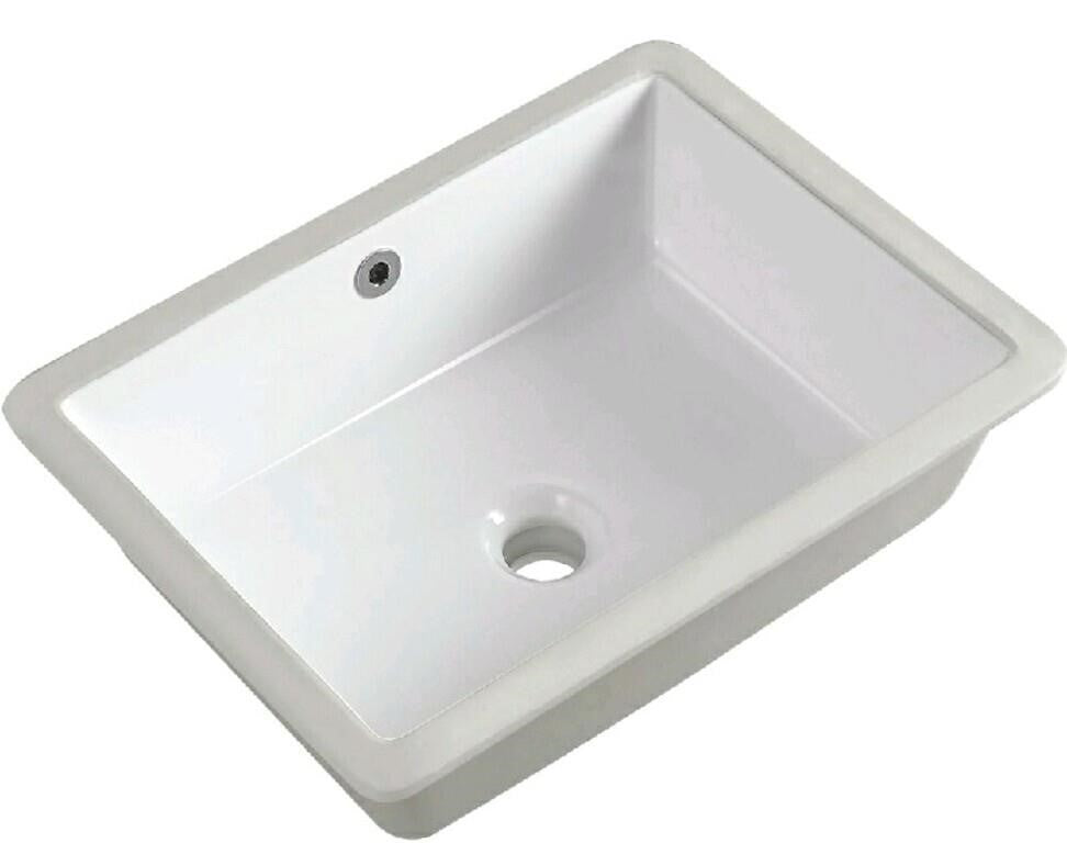 Bathroom Sink, Rectangle Sink Ceramic with Overflow, White