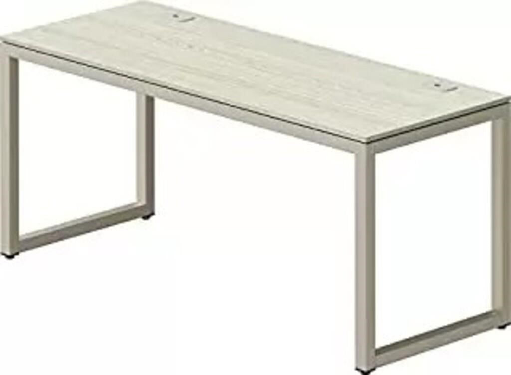 55-Inch Large Computer Desk, Silver Frame with Grey Top