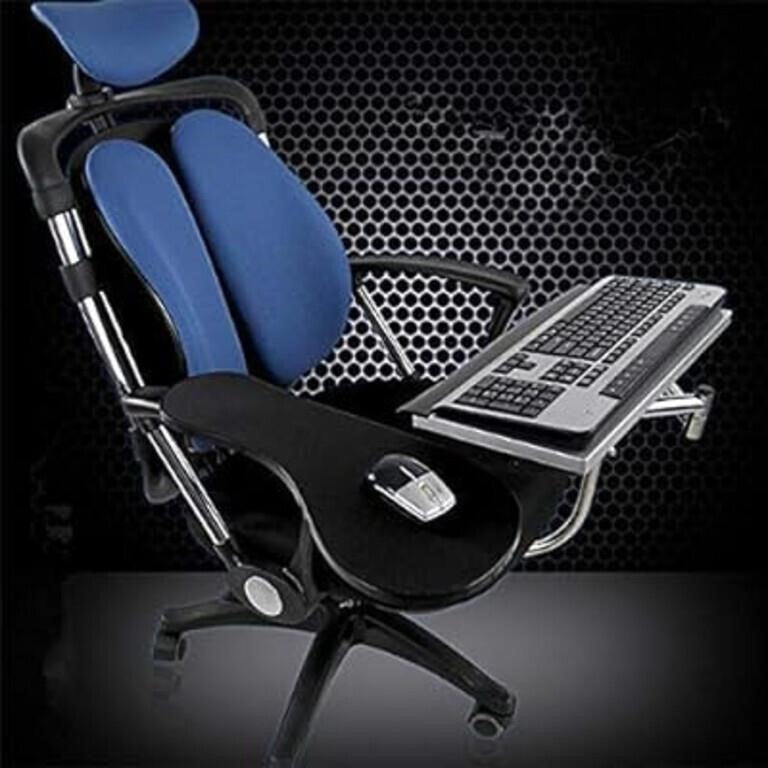 ALOStand Ergonomic Laptop Keyboard Mouse Stand MountHolder Installed to Chair silver