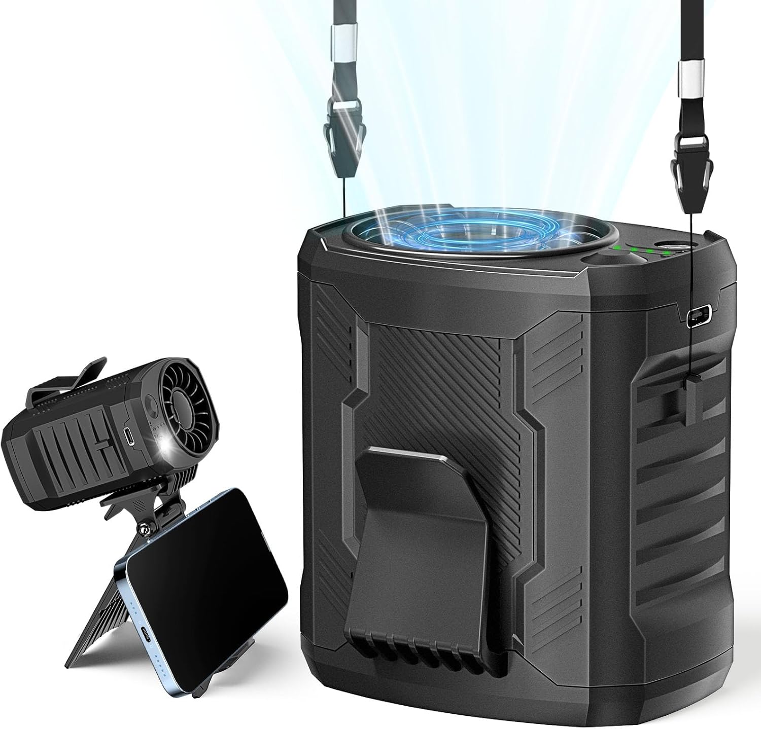 4-in-1 Portable Fan: Waist/Neck/Desk Multi-Use