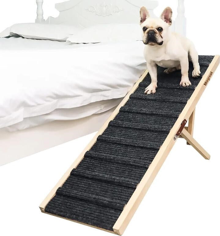 Dog Ramp with Handle, High Traction 6 Adjustable Heights 15" to 30" 200 LBS