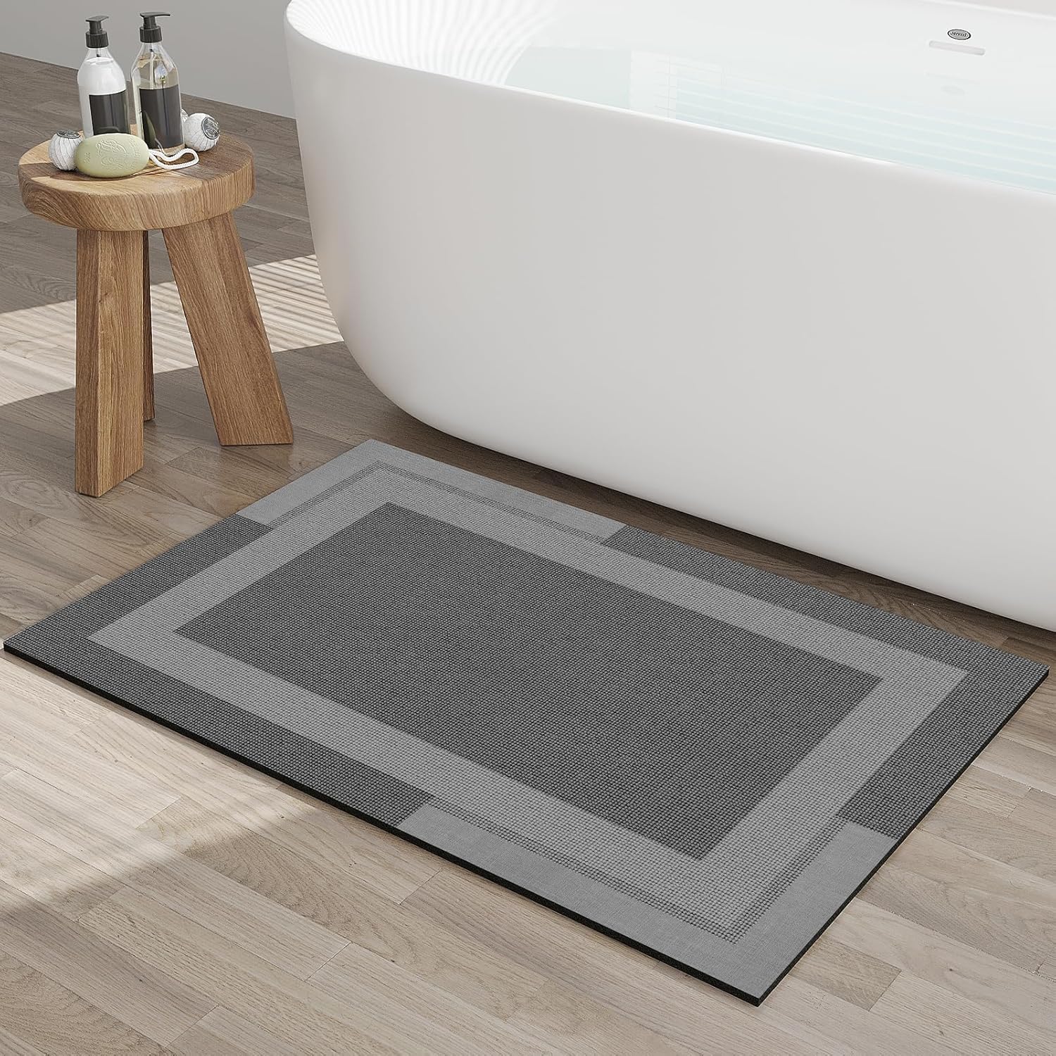 YDKGL Non Slip Bath Mat, Easy Care Dark Grey 24"x 35"