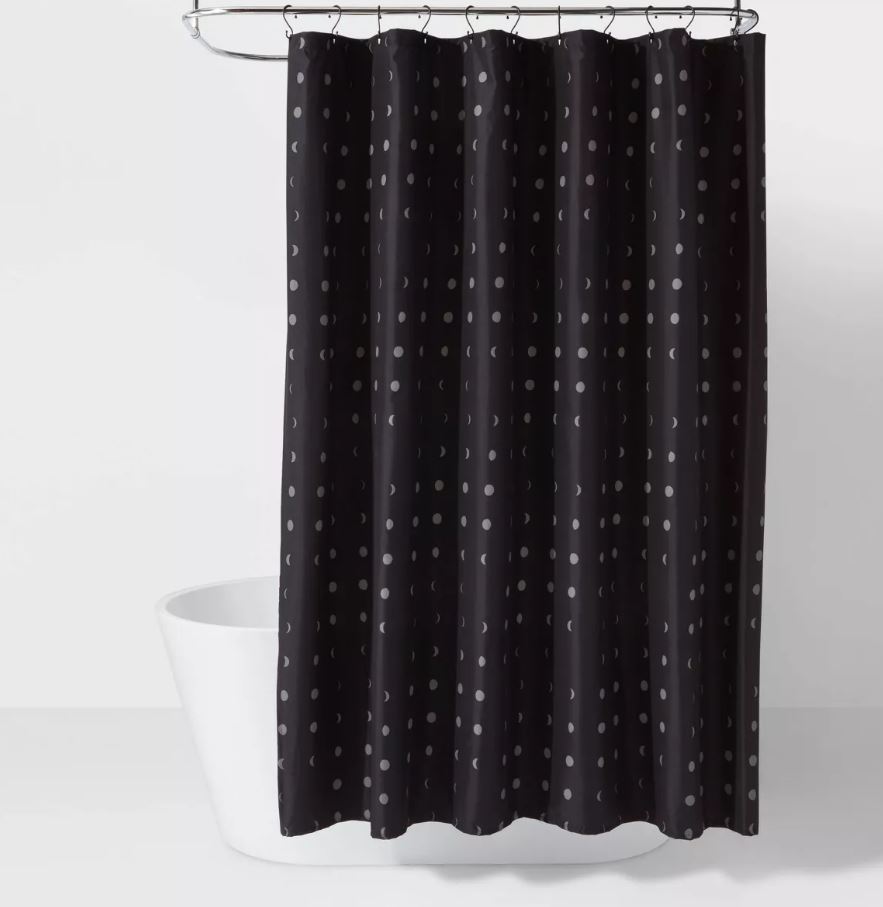 Black shower curtain with gray circles 72x72 in- Room Essentials