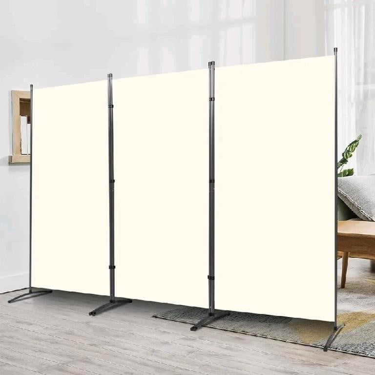 JVVMNJLK Indoor Room Divider, Portable Office Divider, 15.00 15.00 Convenient Movable (3-Panel)Room, Study,102" W x 19.7" D x 71.3" H, Beige