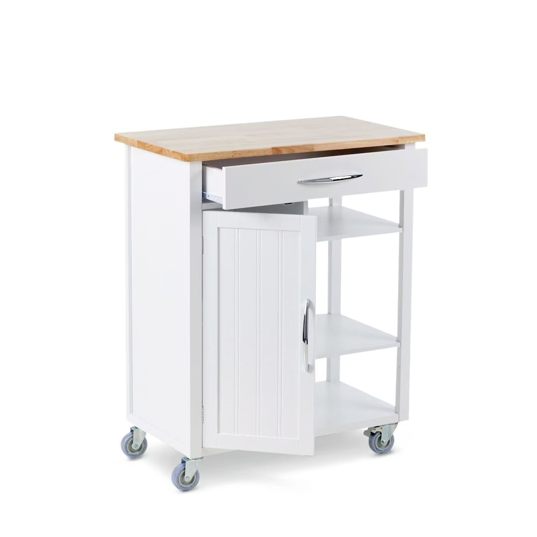 For Living Wood Top Kitchen Utility Storage Cart