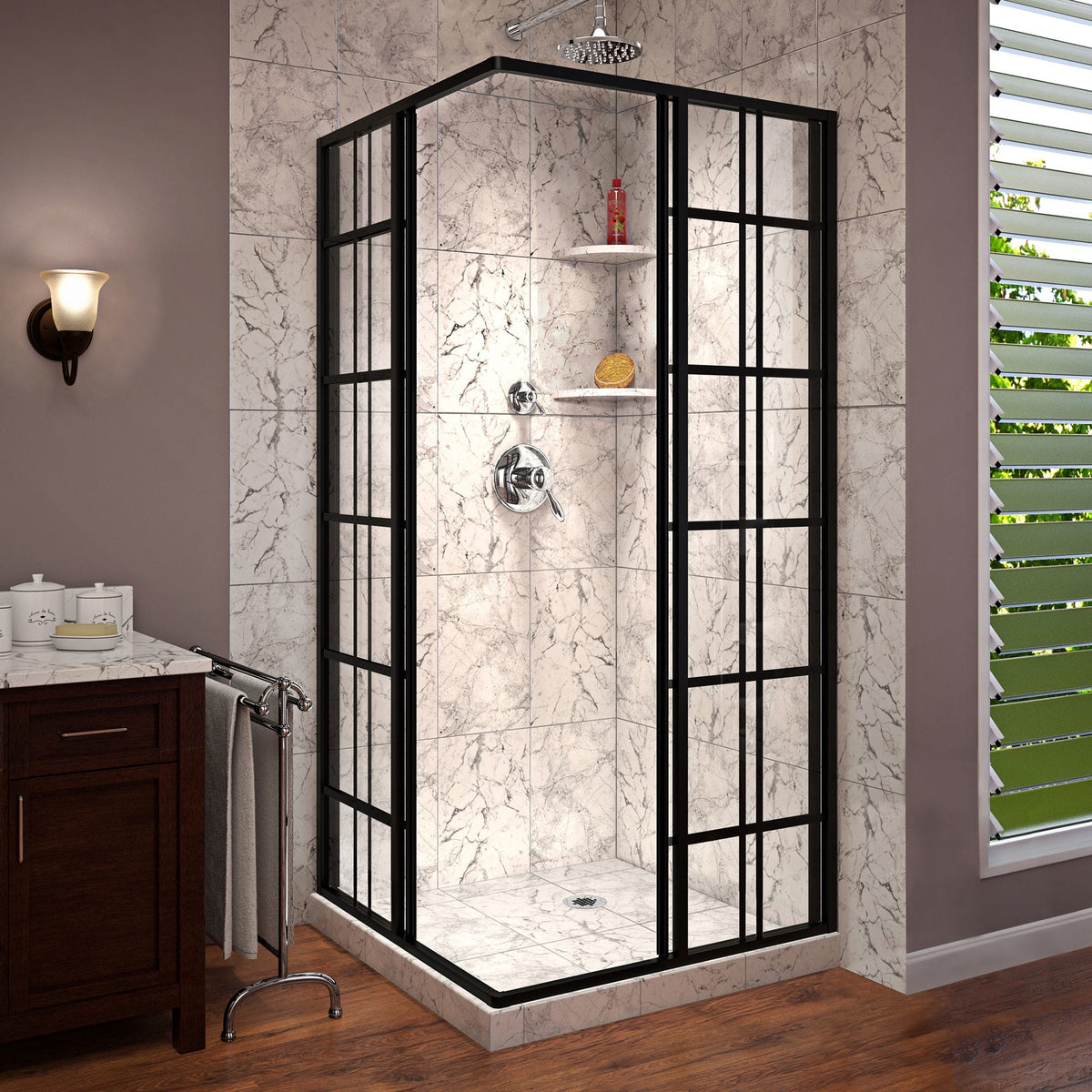 DreamLine French Corner 34 1/2 in. D x 34 1/2 in. W x 72 in.