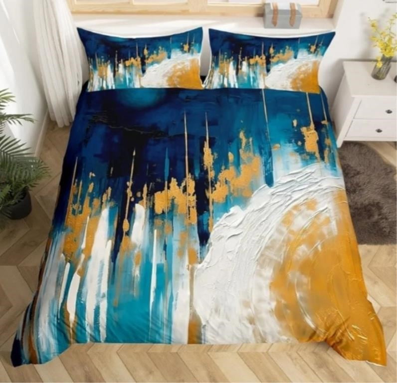 Erosebridal Navy Blue White Gold Bedding Sets