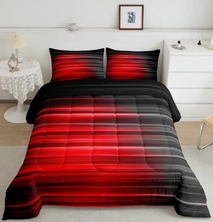 Feelyou Red and Grey Bedding Set Twin