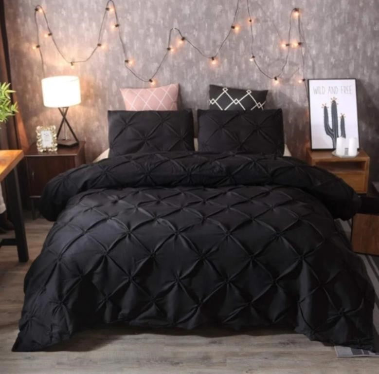 Feelyou Pinch Pleated Duvet Cover Set Queen Size