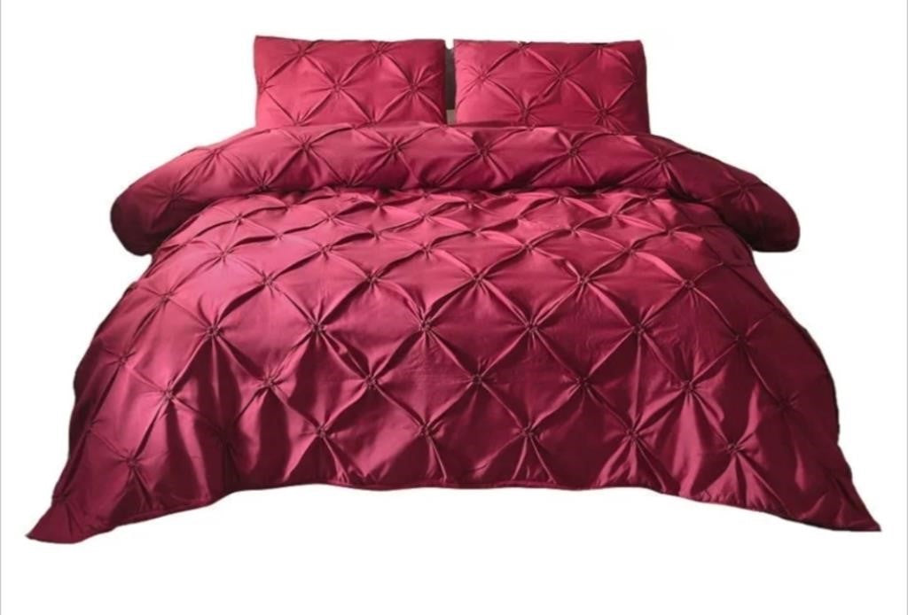 Feelyou Pinch Pleated Duvet Cover Set Pintuck Bedding Set