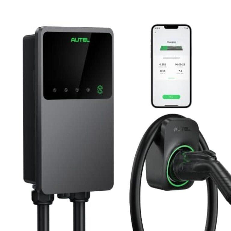 Autel MaxiCharger Home Electric Vehicle Charger, up to 40 Amp, 240V, Level 2 WiFi and Bluetooth Enabled EVSE, NEMA 14-50 Plug, 25-Foot Cable with Separate Holster, Dark Grey