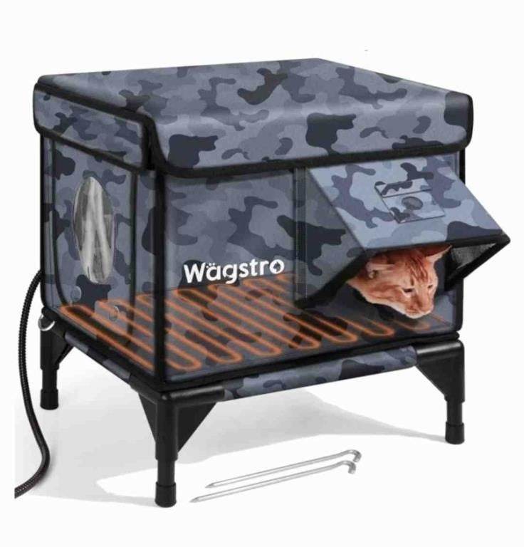 Wagstro Heated Cat House, Insulated Weatherproof Heated Outdoor