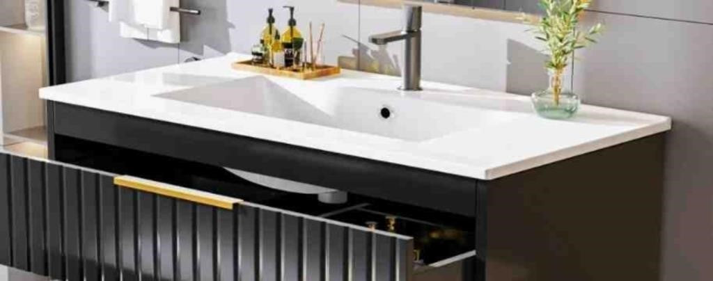 Floating Bathroom Sink, White, 36"x19"
