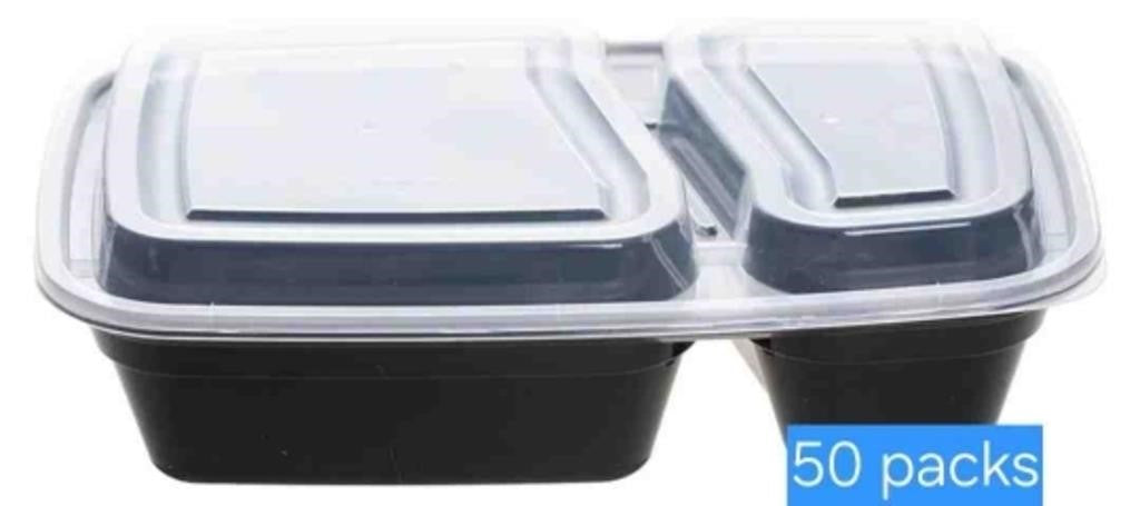 50 Pack 30 oz Meal Prep Containers Reusable with Lids 2-Compartment