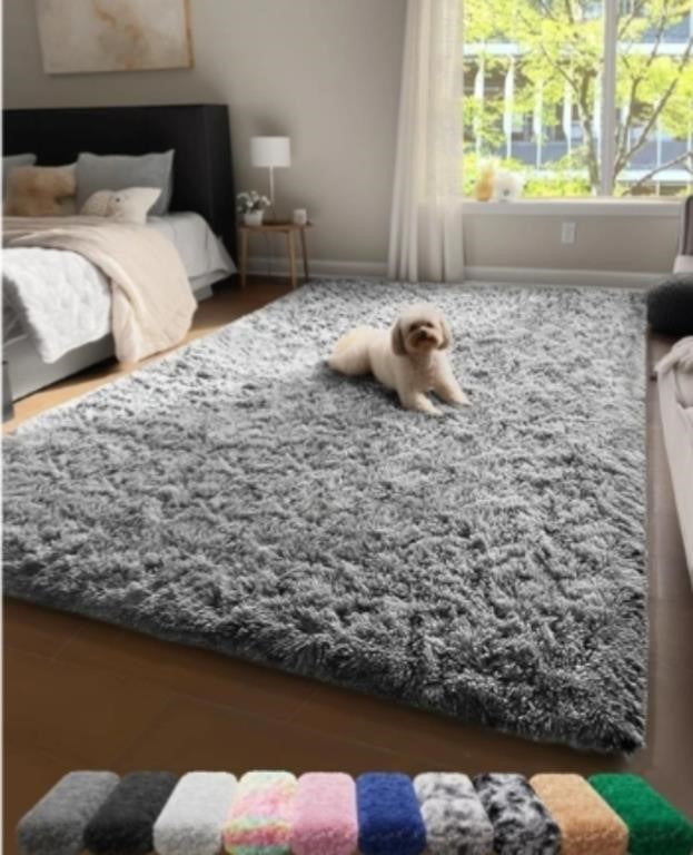 Ophanie Upgrade 4x6 Rugs for Bedroom, Grey, Fluffy Shaggy Soft Area Rug, Gray Non-Slip Indoor Floor Carpet for Living Room, Kids Baby Boys Teen Dorm Home Decor Aesthetic, Nursery, Rug