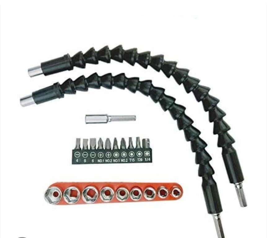 Siglauper 22Pcs Flexible Screwdriver Drill Bit Extension, Drill Bit Extender Holder Set Shaft Tip -