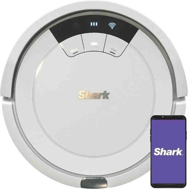 Shark ION Robot Vacuum AV752R01 with Wi-Fi Voice Control .45-Quart Dust Cup Capacity Smoke/Ash, White