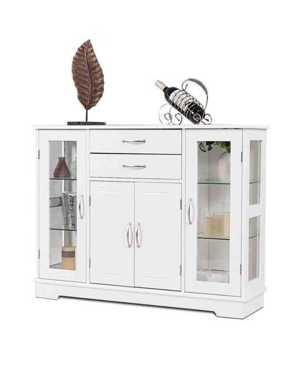 Costway Buffet Sideboard, Kitchen Server Cabinet w/ 2 Drawers & 3 Cabinets