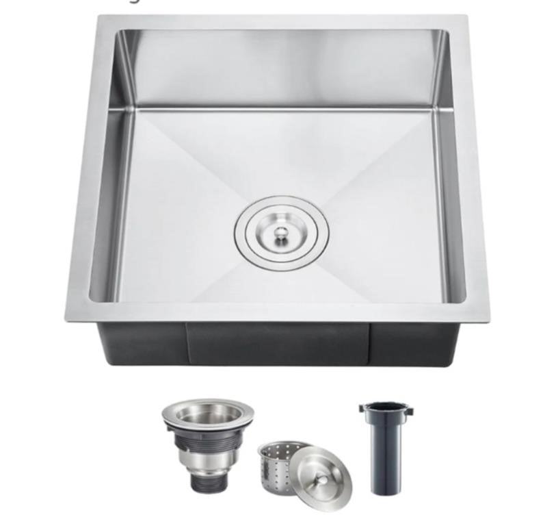TSIBOMU 20x16 Inch Undermount Kitchen Sink, Brushed Stainless Steel Compact Sink for Small Kitchen & Bar, 6 inch Deep Wet Bar Sink Single Basin Bowl -