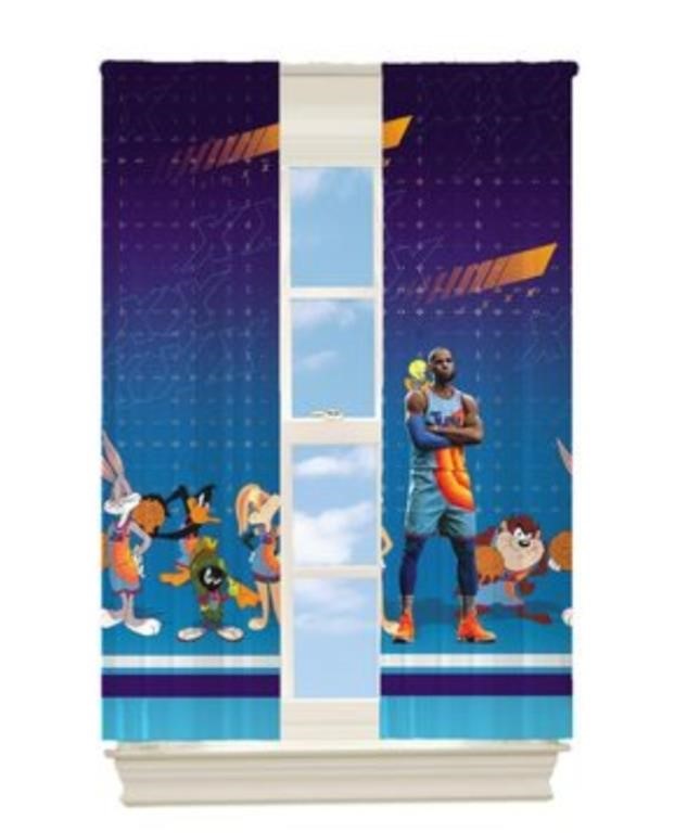Space Jam Super Stars Room Darkening Drapes 2 Pairs ,42X64, Blue
