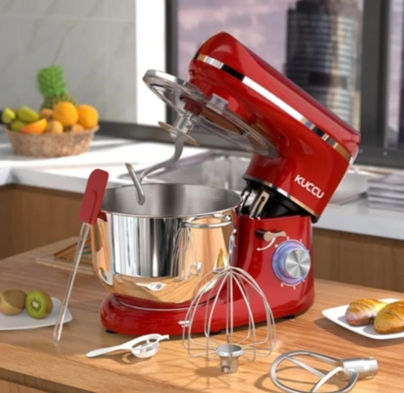 KUCCU 660W Stand Mixer, 6.5 Qt Tilt-Head Food Dough Mixer, 6+P Speeds Kitchen Electric Mixer