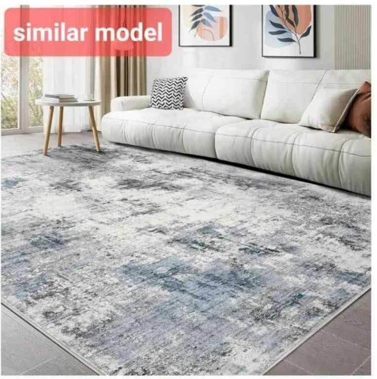 Washable Rug 10x6 Area Rugs for Living Room: Modern Abstract Neutral Soft Carpet for Bedroom Dining Room Under Kitchen Table Home Office Decor - Grey and Green