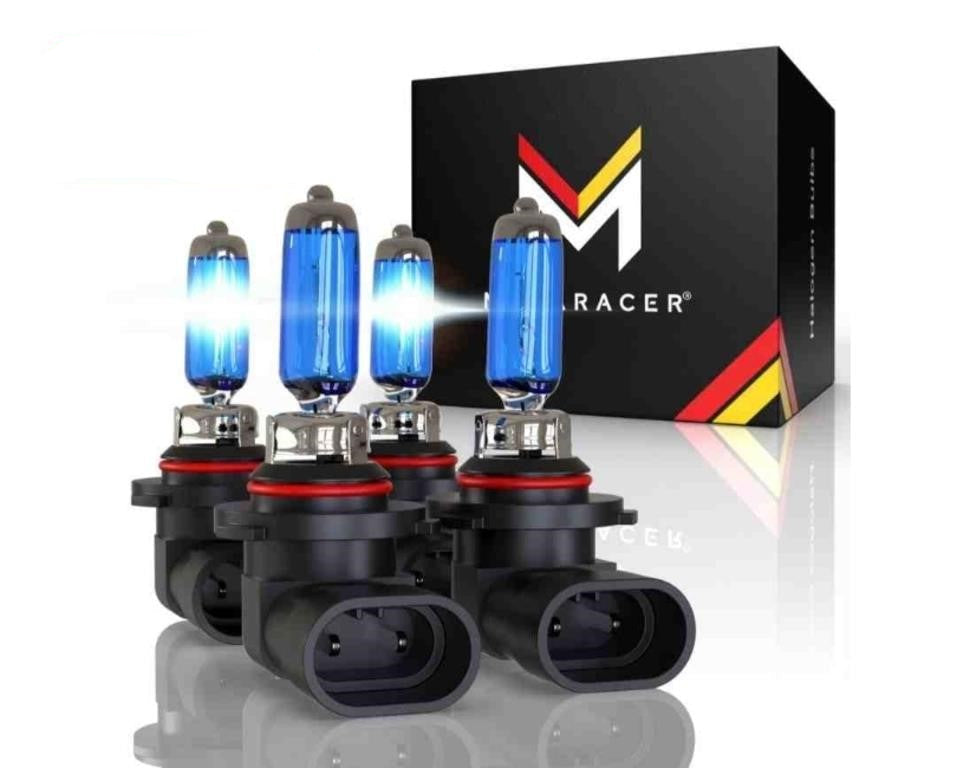 MegaRacer 9006 9005 Halogen Headlight Bulbs: High Performance High & Low Beam Combo, 5000K Super Bright White Light, 55 Watt, HB3 HB4 Halogen Head Lamp Replacement for Automotive Car (Contain 4 Bulbs Per Pack)