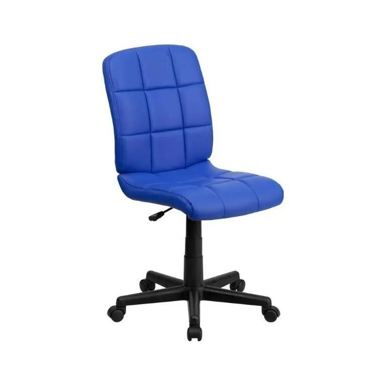 Mid-Back Quilted Vinyl Swivel Task Chair Blue Rive