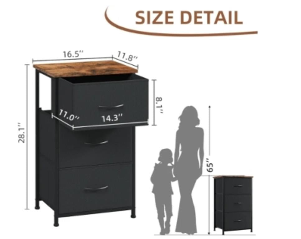 Somdot Dresser for Bedroom with 3 Drawers