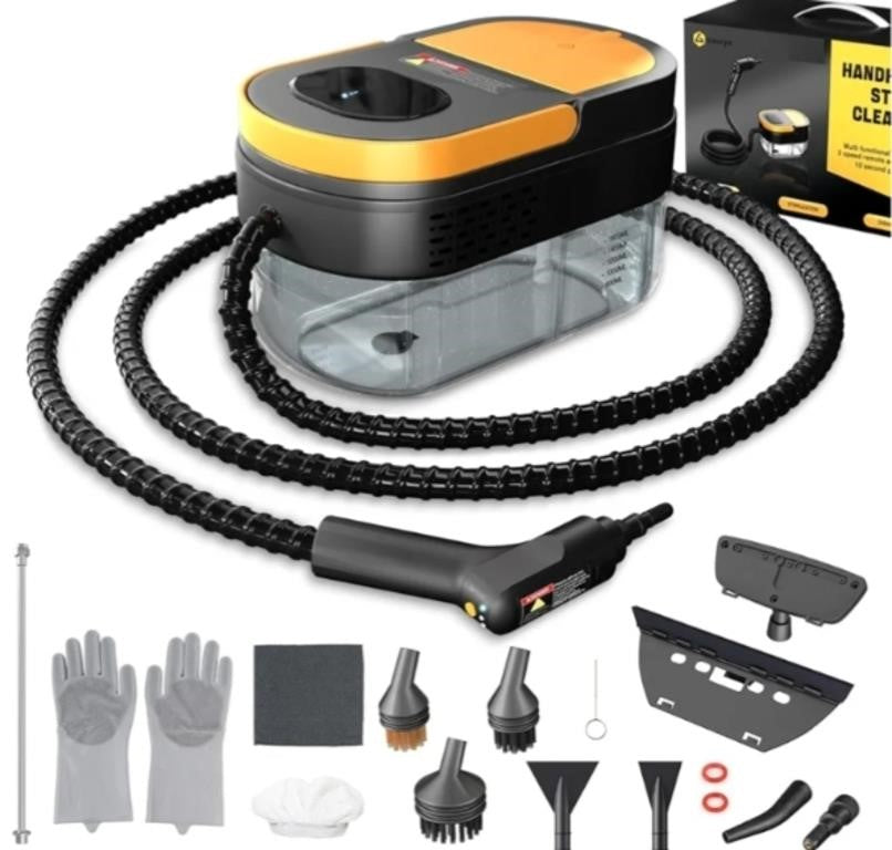 Gautye Steam Cleaner, 3-Level Adjustable Handle, 15s Heat-Up, 1.69 Quarts Tank, Portable Steamer for Cleaning with 11 pcs Accessories