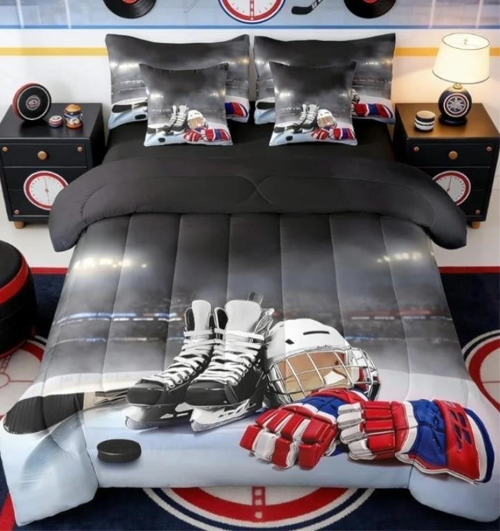 Erosebridal Ice Hockey Queen Comforter Set