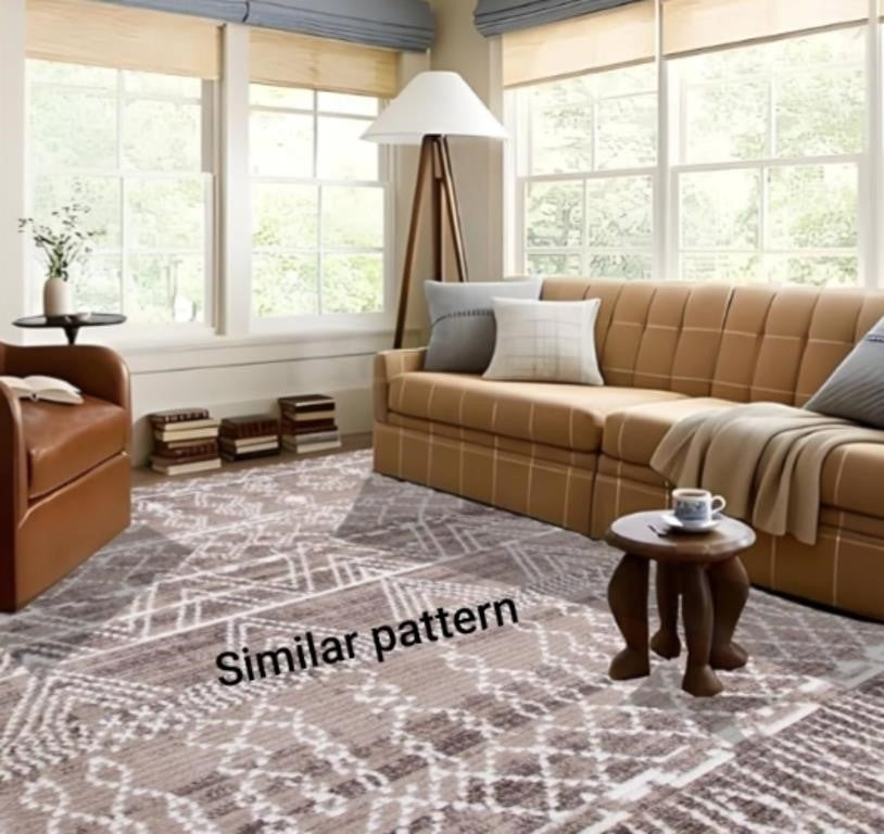 Area Rug Living Room Rug 9×12ft Washable Modern Abstract Soft Thin Rug No Slip Stain, Beige-brown